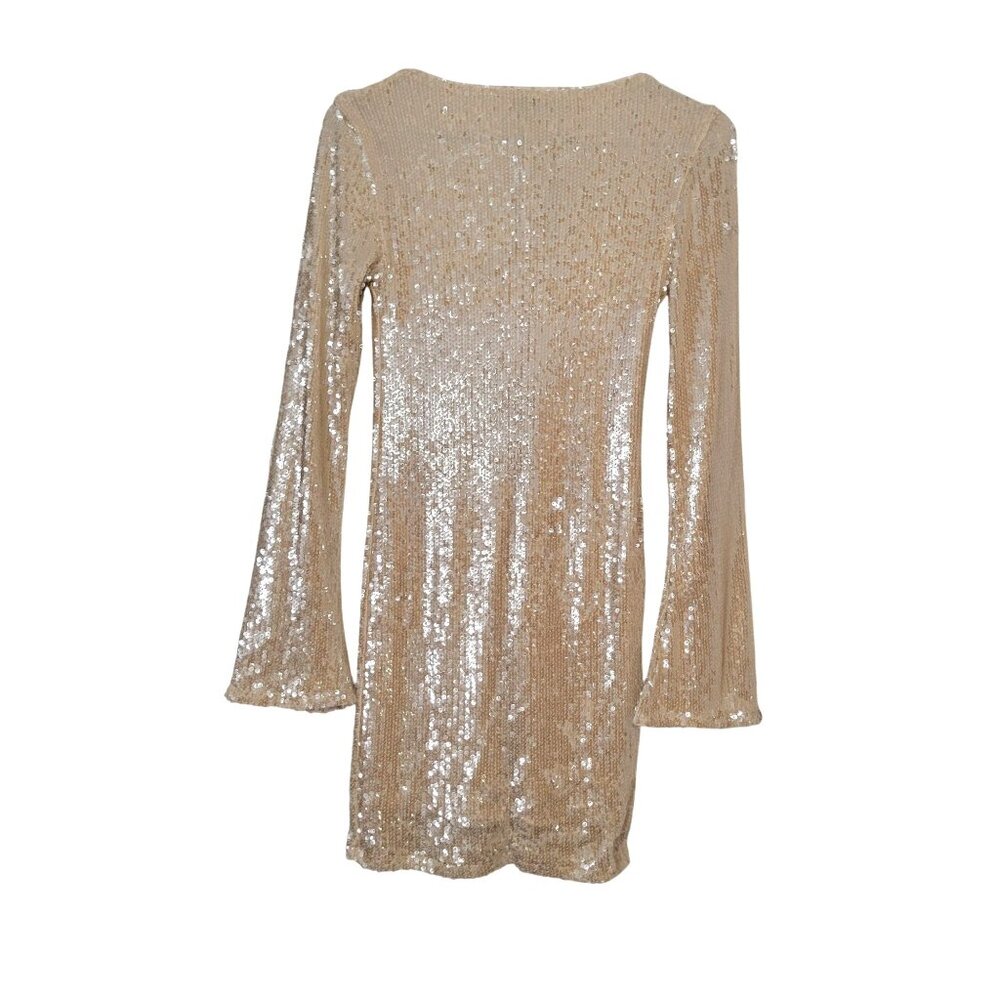 Wild Fable Gold Sequin Long Sleeve Party Dress XS - Picture 2 of 6